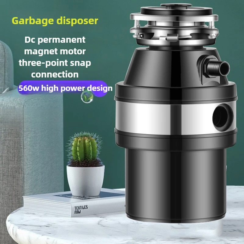 Kitchen garbage disposal stainless steel food grinder residue processor air switch easy to install silent operation 560W