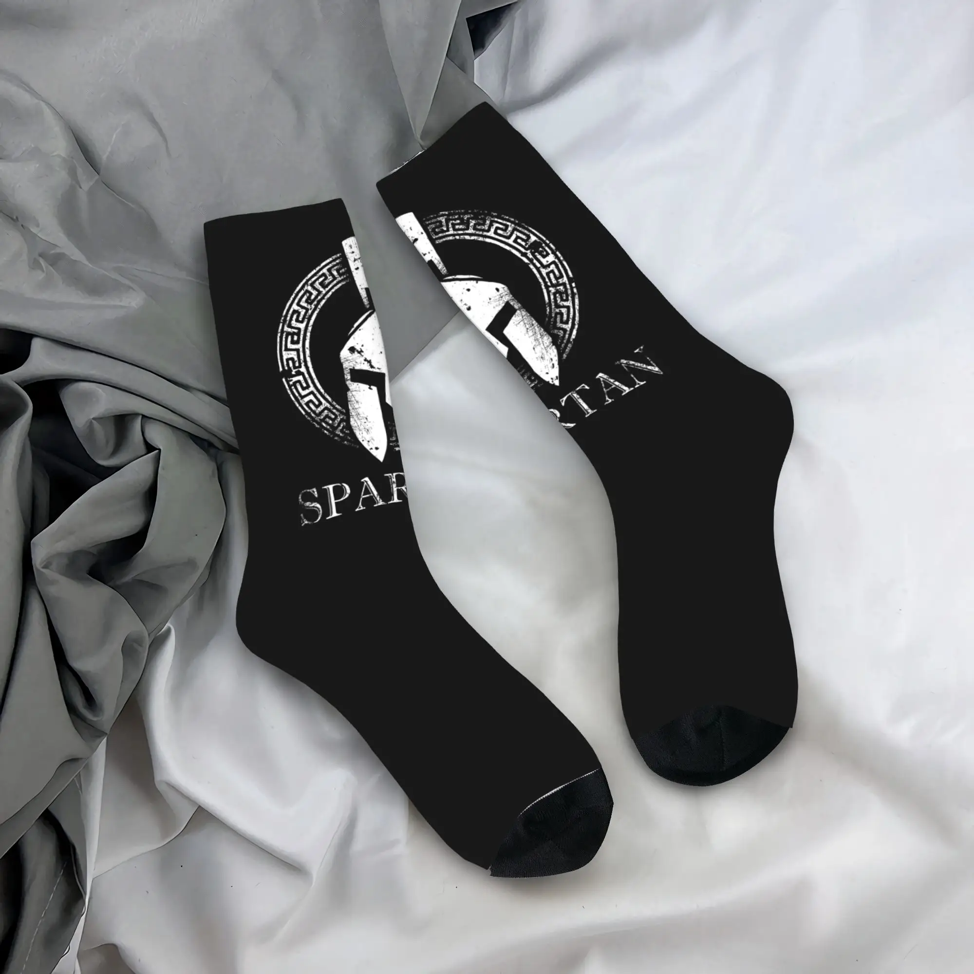 

Custom Funny Printed Spartan Molon Labe Sparta Socks for Women Men Stretchy Summer Autumn Winter Crew Socks