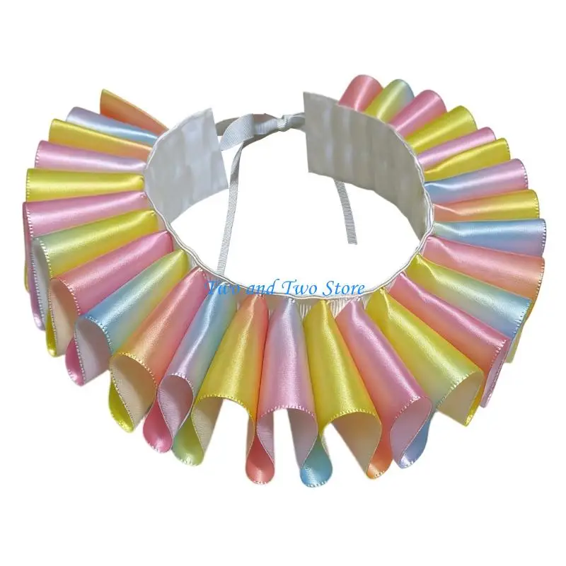 HX6F Victorian Ruffle Collar Historical Reenactment Accessory Neck Ruff For Kids Pet Renaissances LARP Halloween Party Outfit