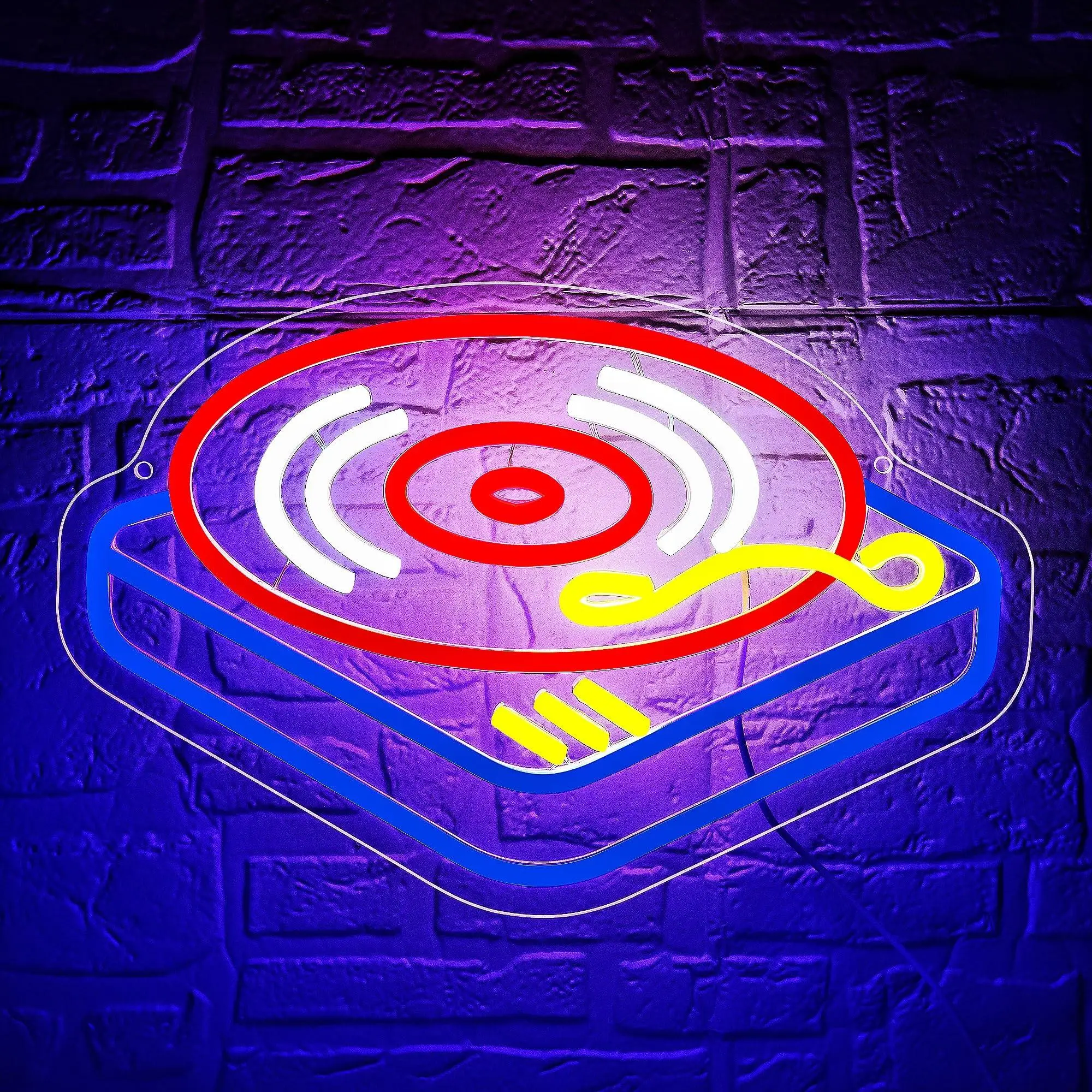 Record Player Neon Sign USB Dimmable Neon Lights for Man Cave Bar Party Music Studio Stage Dancing Hall Christmas Birthday Gift