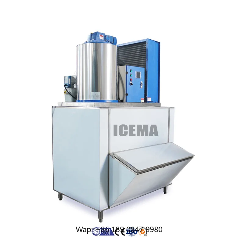 【Hot】 1T Flake Ice Making Machine with 1000kg Ice Storage for Fish Industrial Use Hot Sale at Competitive Price