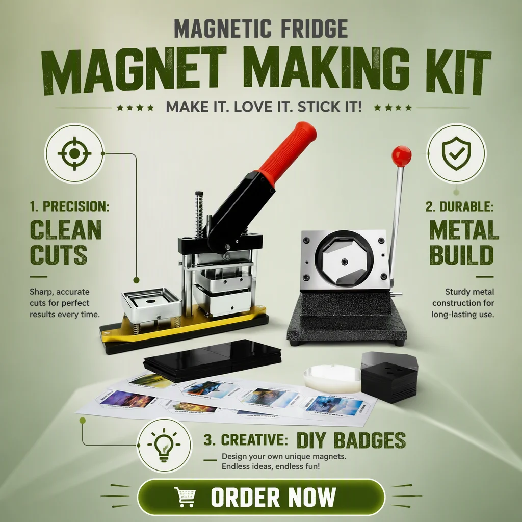 50*50mm(Machine+Cutter+100 Magnets) Or (1000 Magnets Material) Custom Photo Kit Fridge Magnet Button Maker Machine Refrigerator