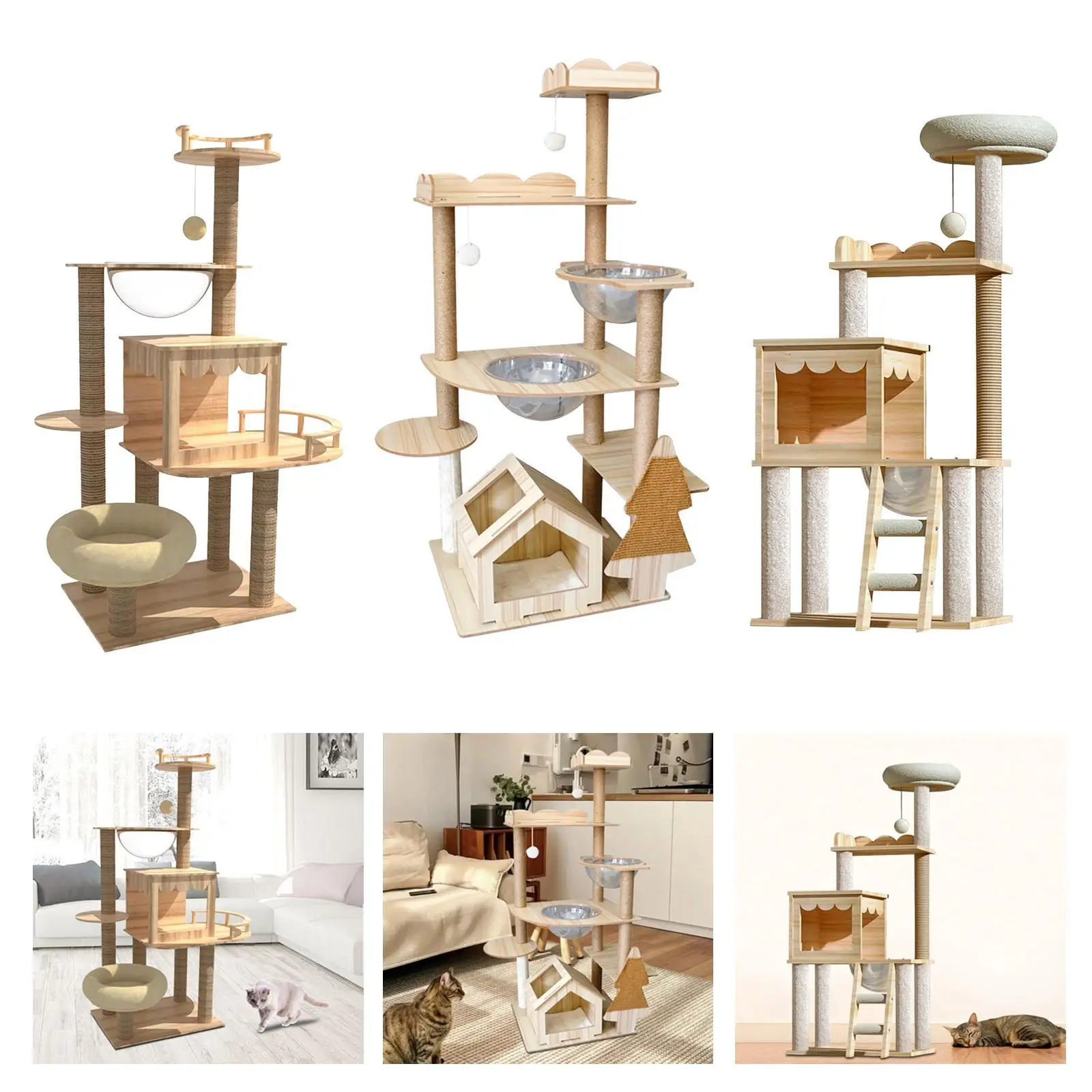 Cat Tree Furniture Protector Exercise Multi Tiers Resting Interactive Cat