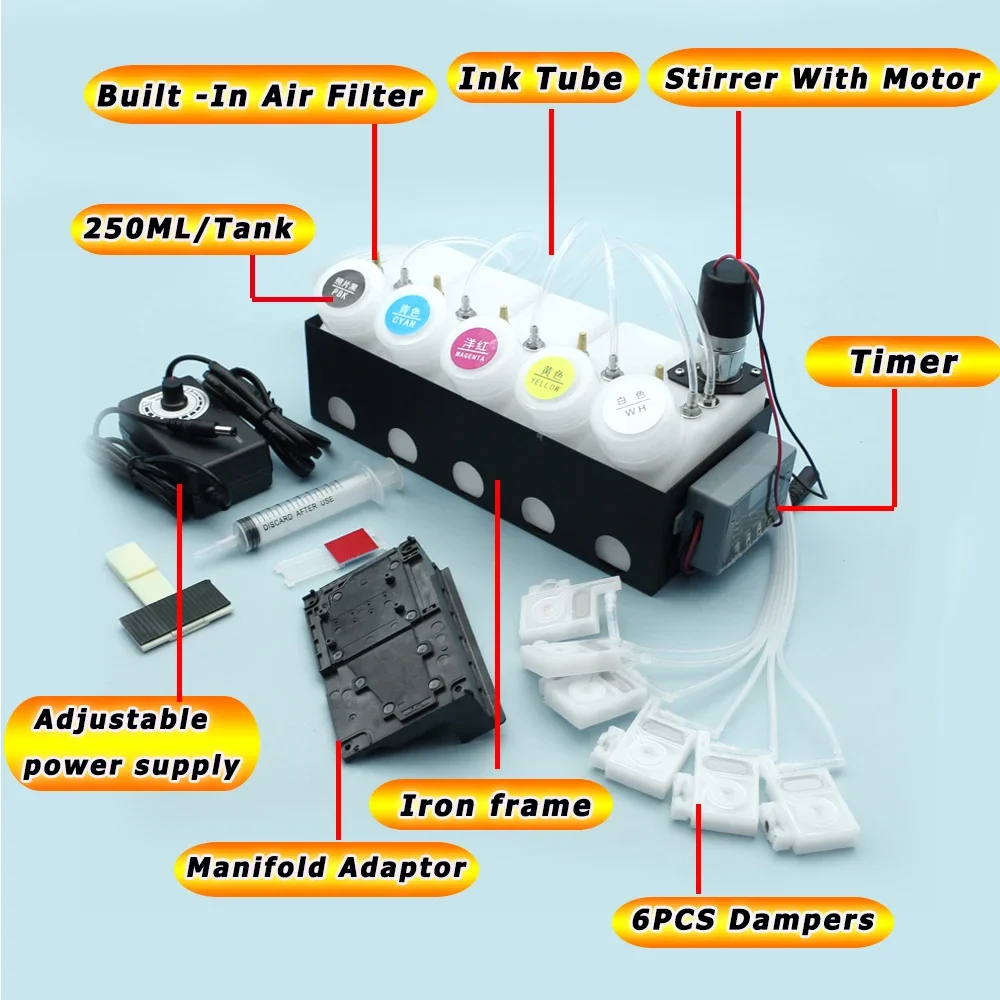 CISS System Convert Xp15000 Printer To DTF Kit With Printhead Manifold Dampers For Epson XP-15000 XP 15000 White Ink Mixer Timer