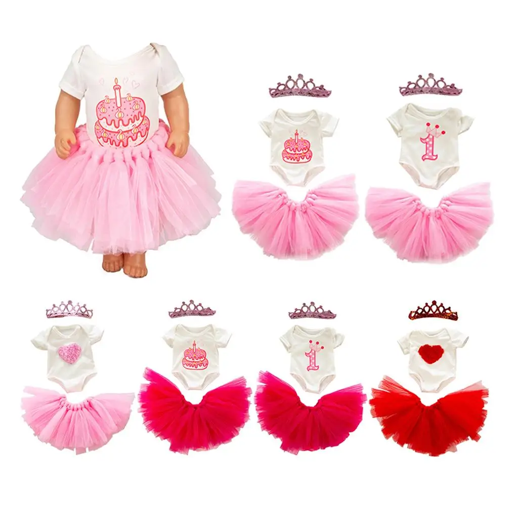 Conjunto de minifalda de princesa para muñecas, vestido de cumpleaños, trajes encantadores, 18 pulgadas