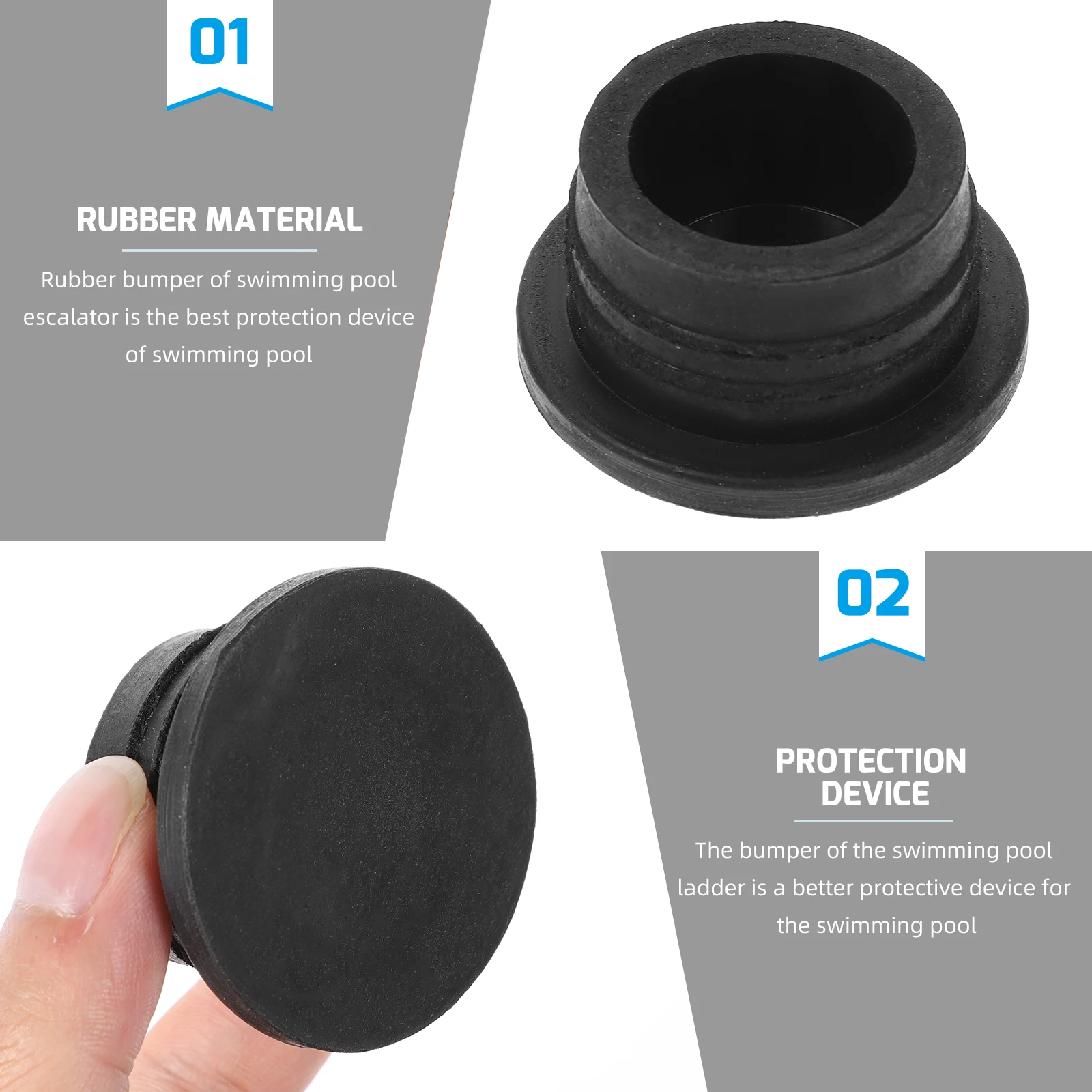 2pcs Durable Swimming Pool Rubber Stopper Plug for Ladder Replacement Non Slip Long Service Life Easy Install Pool Ladder