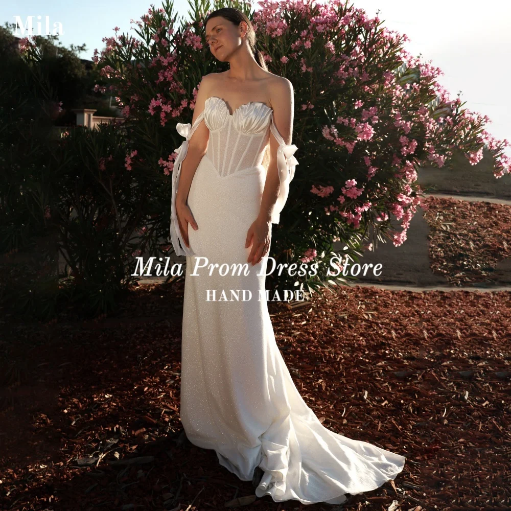 

Mila Customized Sweetheart Long Wedding Dress Spaghetti Strap Giltter Wedding Gowns Mermaid Formal Evening robe de mariée 2026