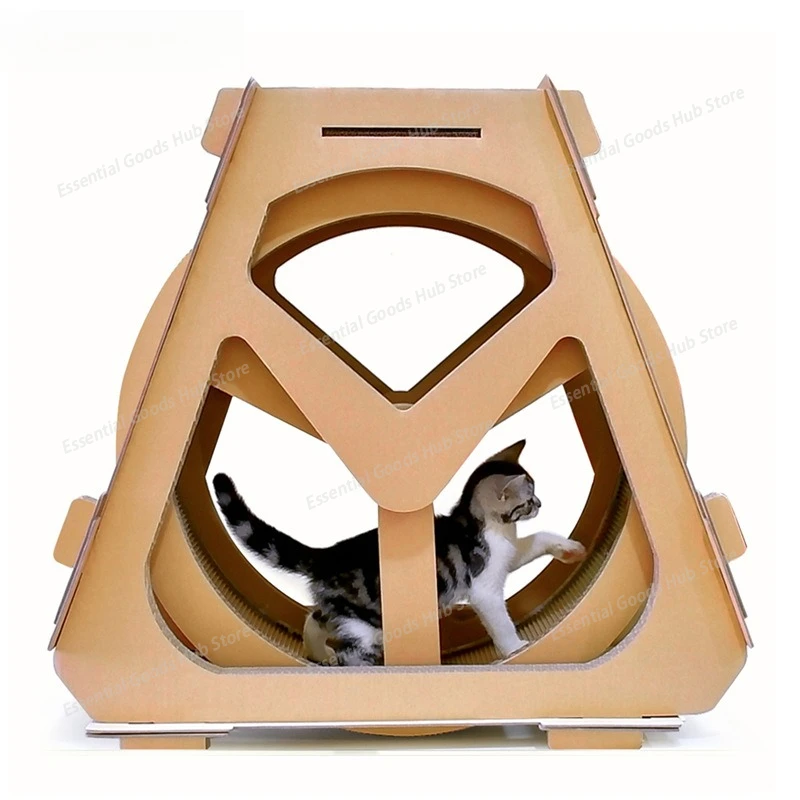 cat Toy Pet Exercise Rolling Wheel Cardboard Cat Exercise Wheel Toy - Eco-Friendly Interactive Running Wheel for Cats