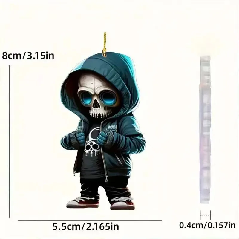 Halloween Backpack Horror Skull 2D Acrylic Keyring Pendant Auto Rearview Mirror Hanging Car Accessories Cute Grim Ghost Keychain
