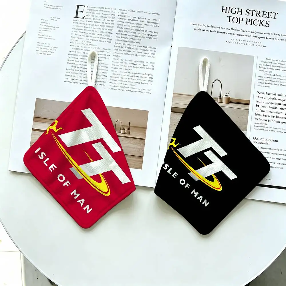 I-Isle O-Of M-Man TT Race Hanging Kitchen Towel, Polyester Cotton Fabric, Absorbent Hand Wiping Towel for Home Dormitory