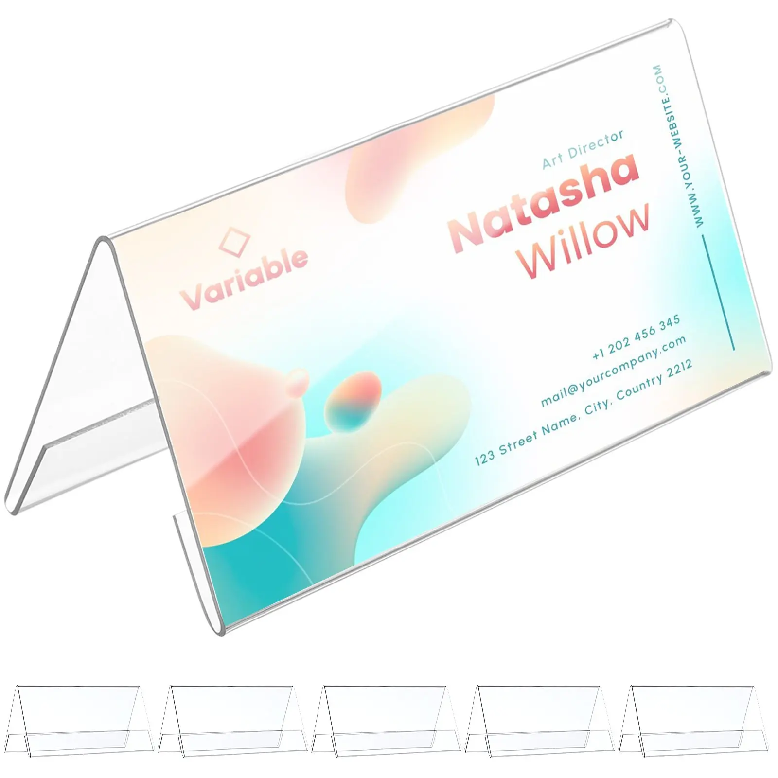 6Pcs Acrylic Name Plates Transparent Reusable Seating Signs for Office Conference Wedding Table Number Holders Clear Display