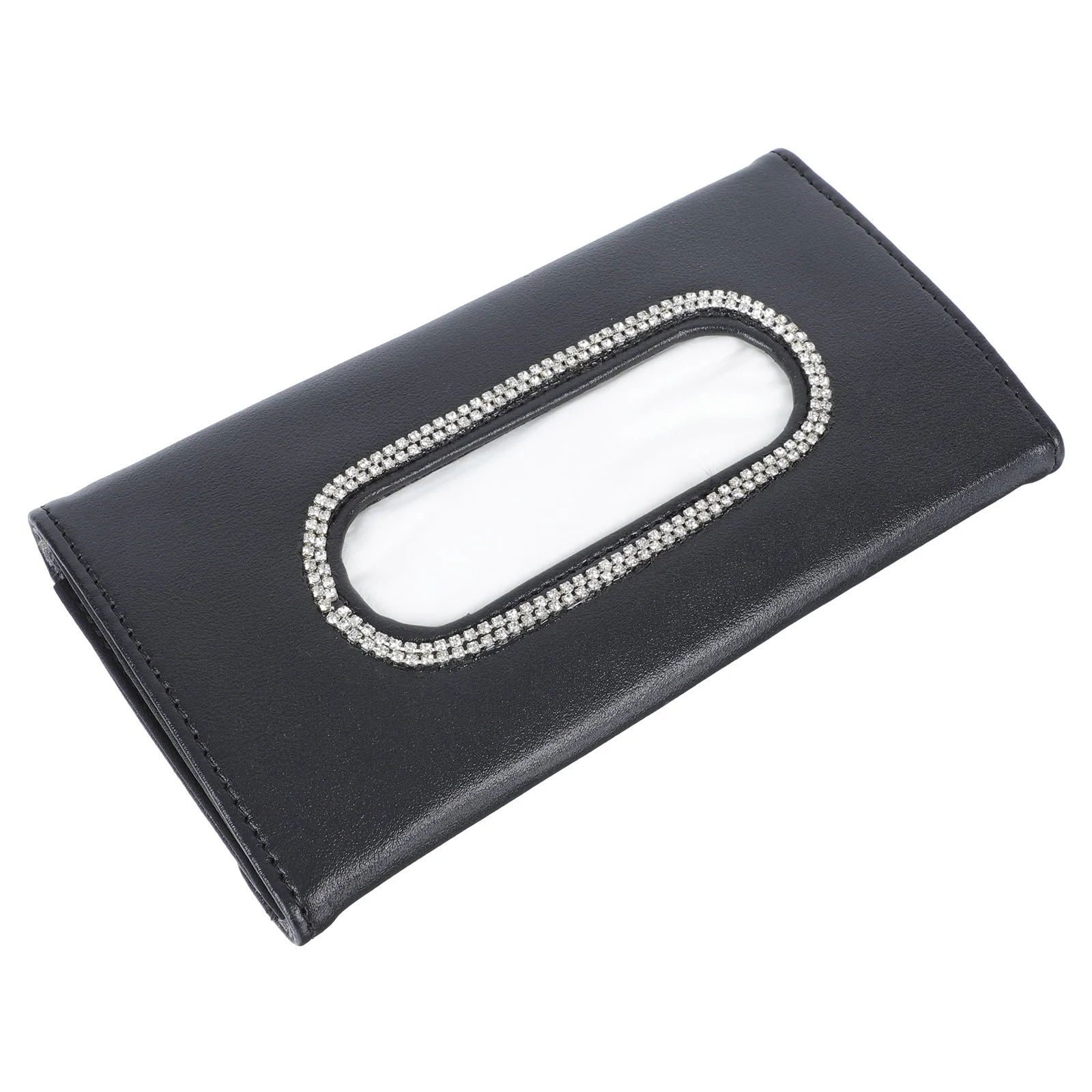 

Car Tissue Holder Black Hanging Case for Sun Visor Mounted Paper Towel Box Crystal Car Napkin Storage Container