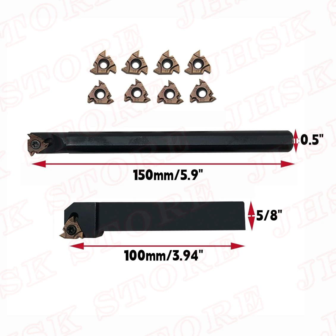 CNC Lathe cutters Bit Set External Internal Threading Boring Bars Turning Tool Holders with16ERIR AG60 Carbide Threading Inserts