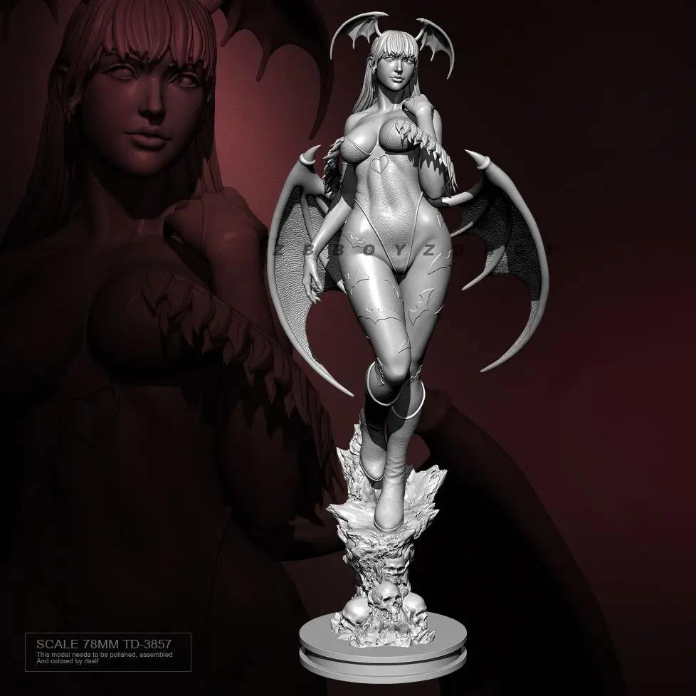 78mm Miniature Scale Devil Soldier Unpainted White Resin GK Assembly Model 3D Printed Model DIY Self-assembly Figurine Craft
