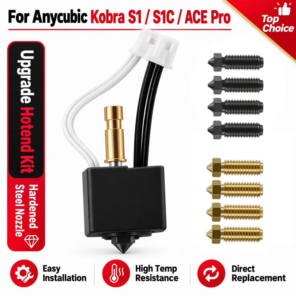 Hotend For Kobra S1 Combo Print Head Hot End for Anycubic Kobra S1/ACE Pro Hotend Kobra S1 Hardened Steel Nozzle