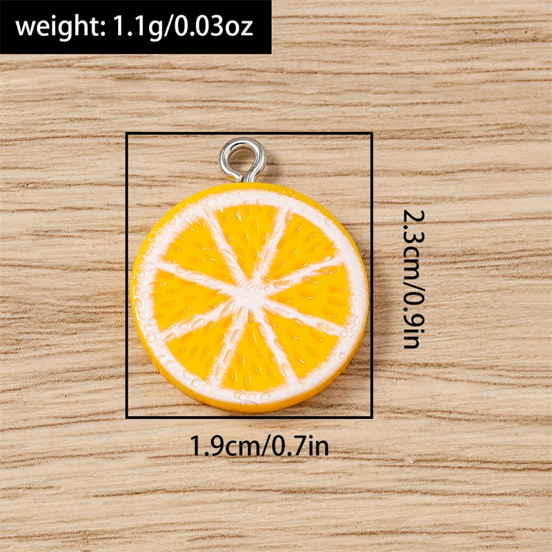 10 pz 19x23mm Carino Frutta Pendenti e Ciondoli Resina Arancione Fetta Pendenti con Ciondoli per la Creazione di Gioielli Collane Orecchini Artigianato FAI DA TE Accessori