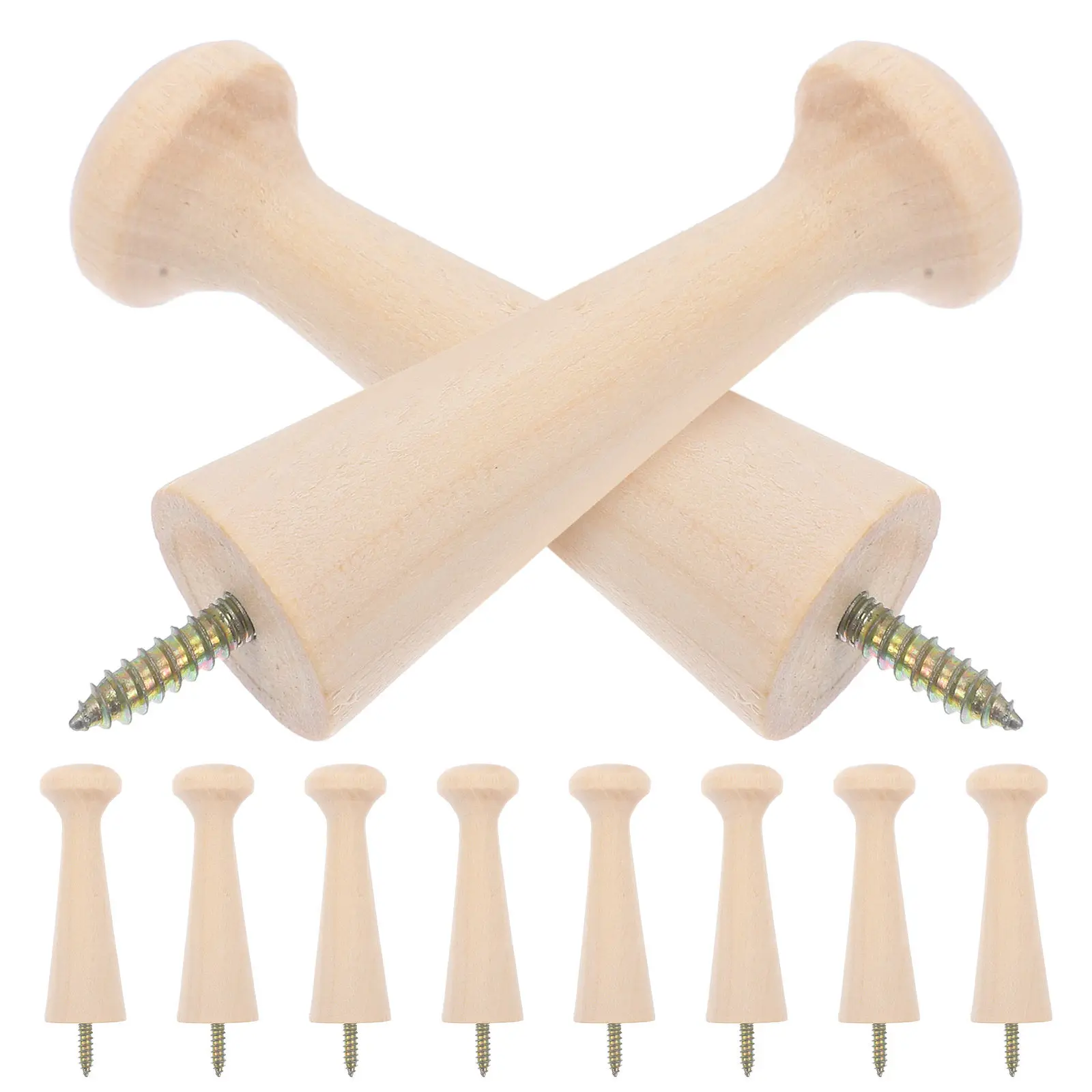 10Pcs Wooden Coat Hooks Solid Wood Shaker Pegs Screw in Wall Peg Rack Entryway Hat Hanger Towel Hook Organizer