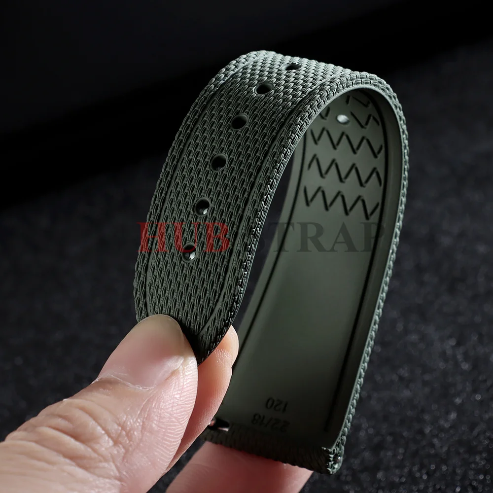 FKM Rubber Watchband 20mm 21mm 22mm Watch Strap Quick Release Bracelet for Omega for Seiko for Citizen for Rolex WeaveGrain Band view 5