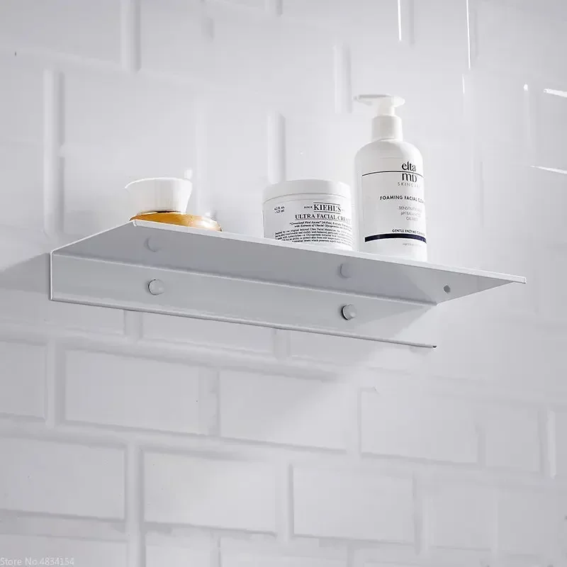 Estante de aluminio para almacenamiento de ducha, repisa de pared, organizador de accesorios de baño, soporte de cocina, color blanco