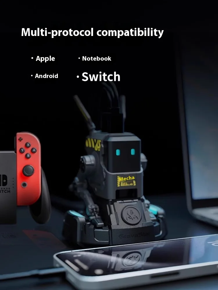 Gravastar Charger Alpha65 65w Three Interfaces Indicator Light Portable Quick Charger For Macbook Iphone Ipad Pc Gamer Man Gifts