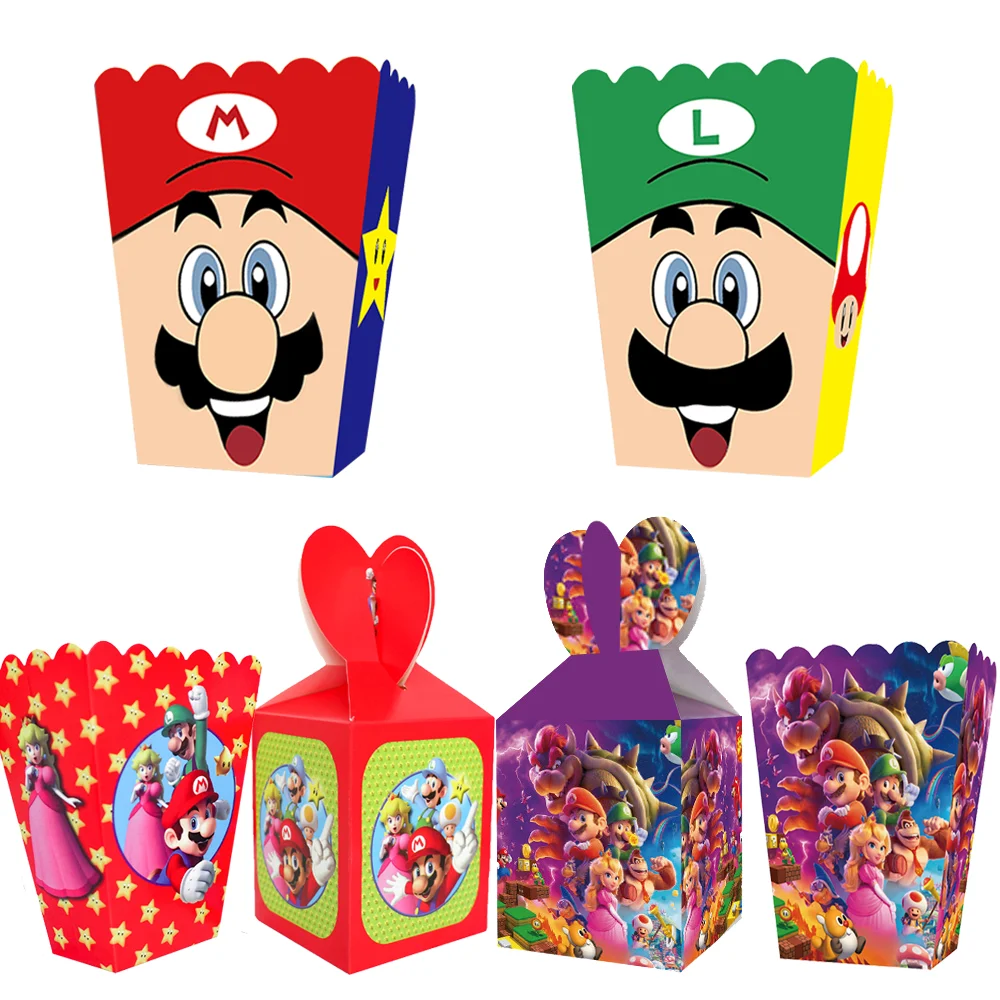 

12pcs Candy Gift Box Cartoon Game Super Bros Birthday Party Decorations Wedding Supplies Baby Shower Marios Cookie Gift Box Bag