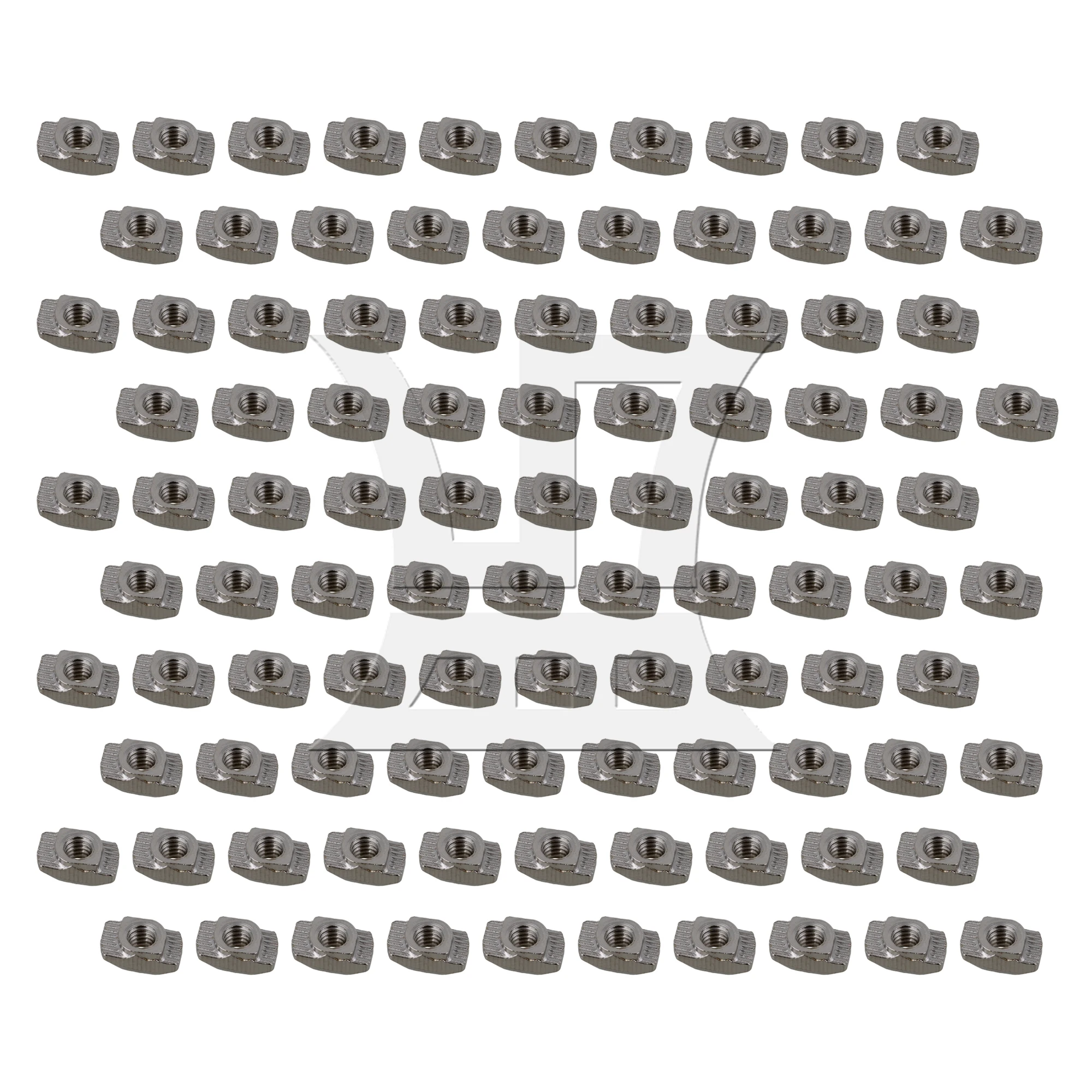 

10x6x4mm Carbon Steel 20 Type European Standard T Nut Silver Pack of 100