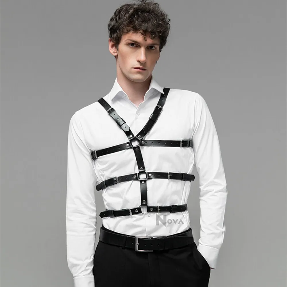 

Мужской нагрудный ремень из искусственной кожи, для ночных клубов