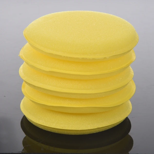 5 x Yellow Car Wax Polish Applicator Pad 5inch Soft Foam Sponge