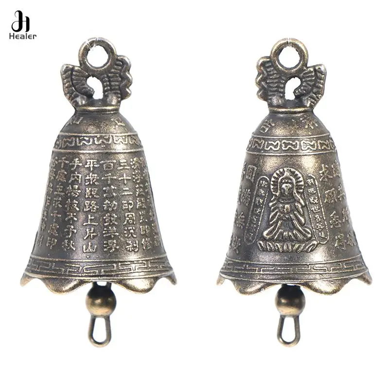 

2pcs Antique Bell Mini Brass Copper Sculpture Pray Guanyin Bell Shui Feng Bell Invitation Buddha Buddhism Guanyin Bells