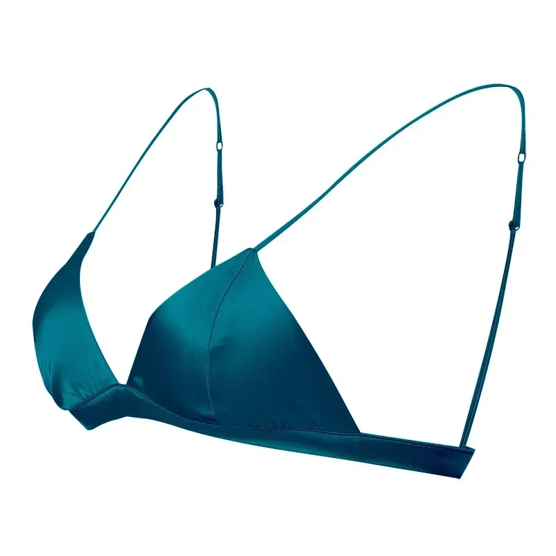 Women's French Non-steel Ring Mulberry Silk Bra Sexy Thin Breathable Triangle Active Bra Girls' Bras Soft Female Underwear