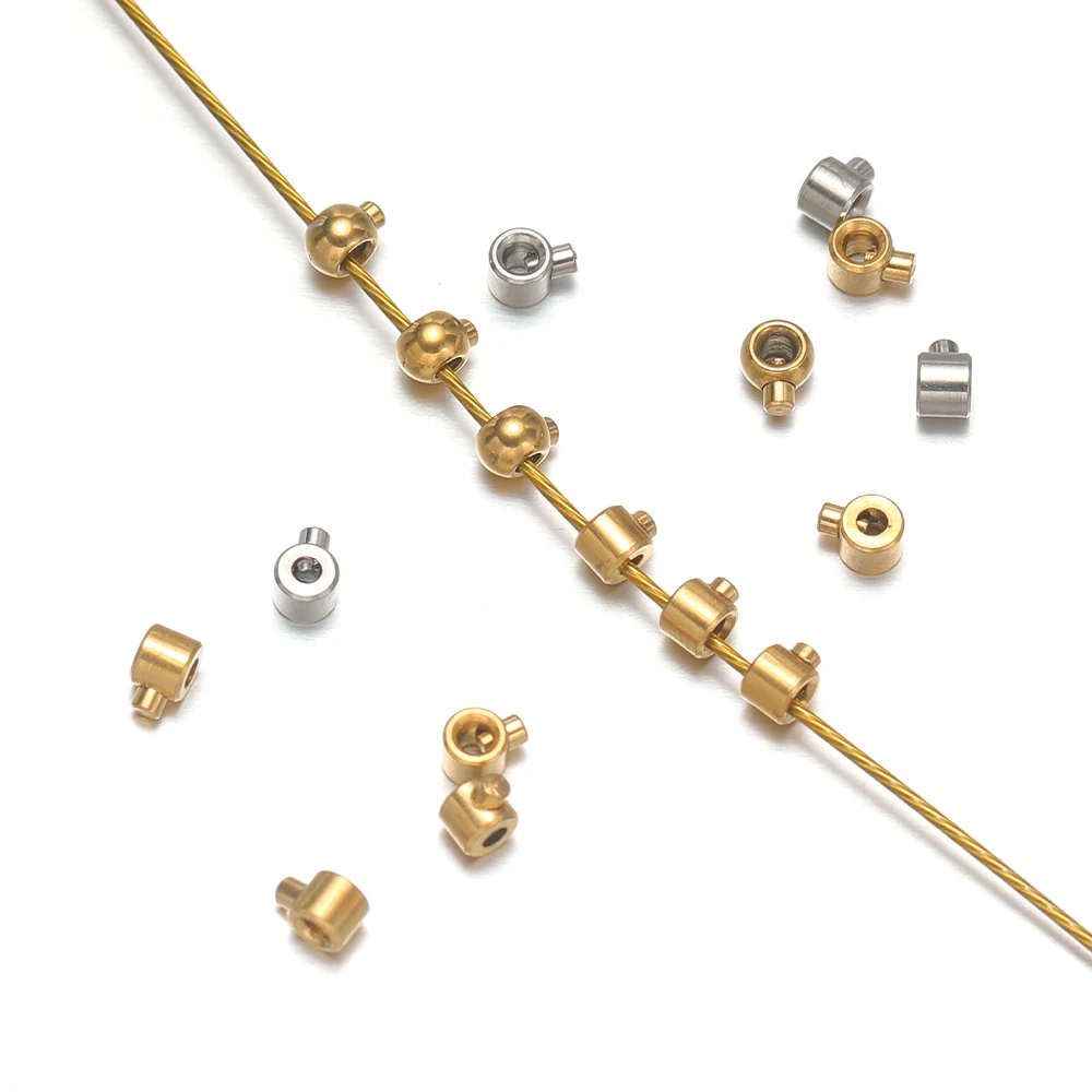 20 Stück vergoldete Edelstahl-Crimpendperlen, Stopper-Abstandshalterperlen für DIY-Schmuckherstellung, Armbänder, Halsketten, Zubehör – Detail 1