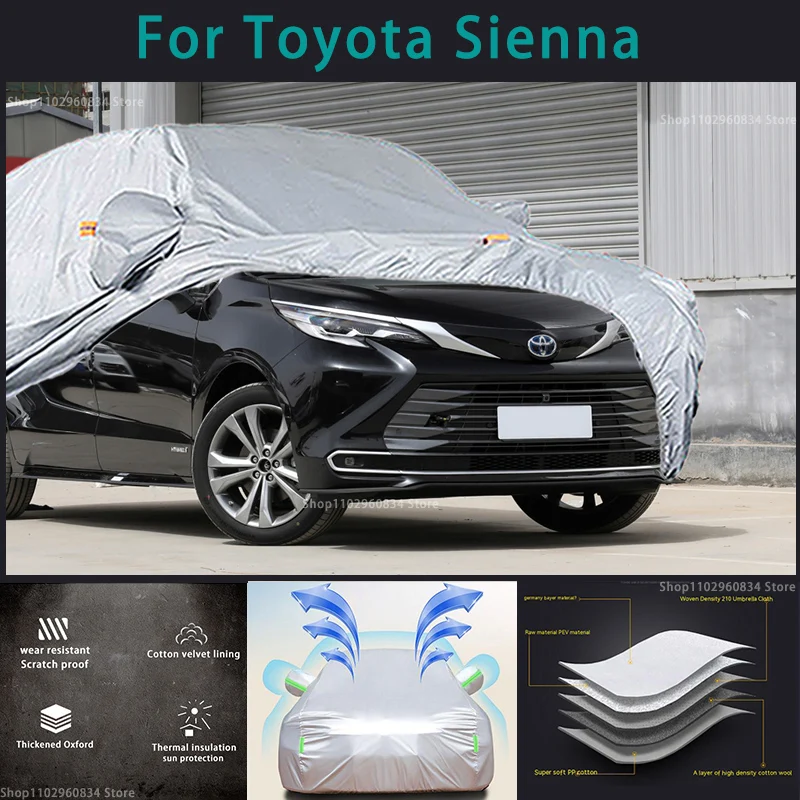 

For Toyota Sienna 210T Full Car Covers Outdoor Sun uv protection Dust Rain Snow Protective Anti-hail car cover Auto cover