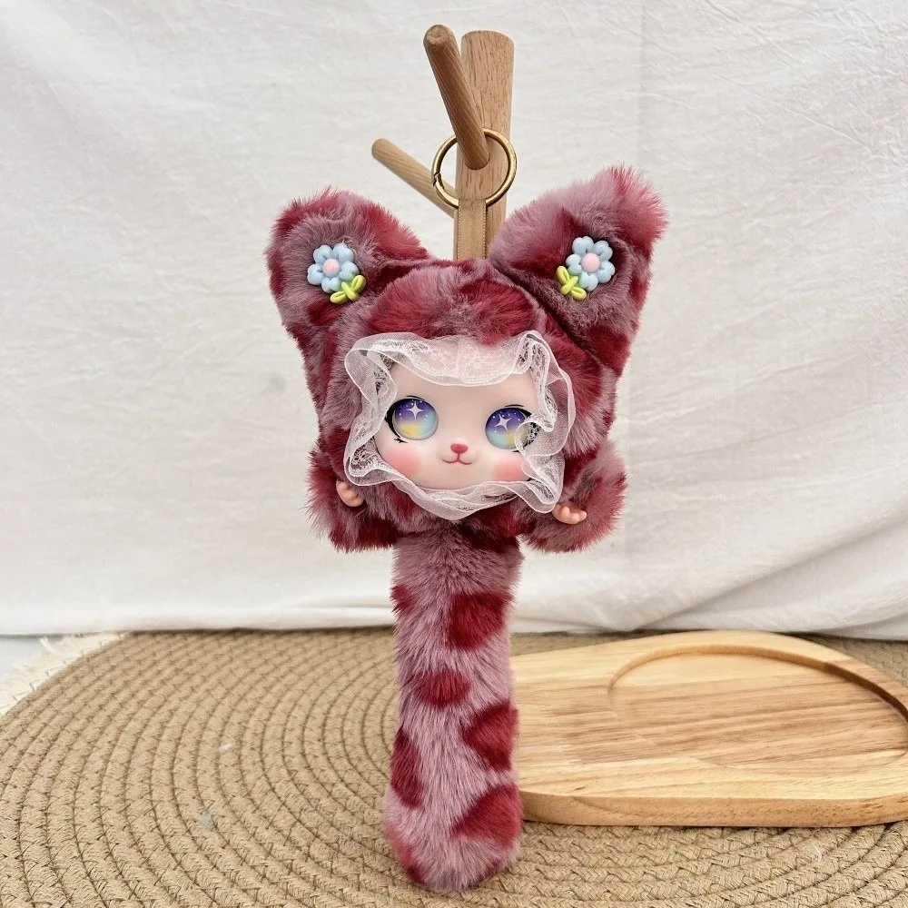 Cute Long Tail Plush Cat Keychain Hanging Decoration Leopard Print Cat Plush Ornaments Kawaii Furry Cat Pendant Pendant