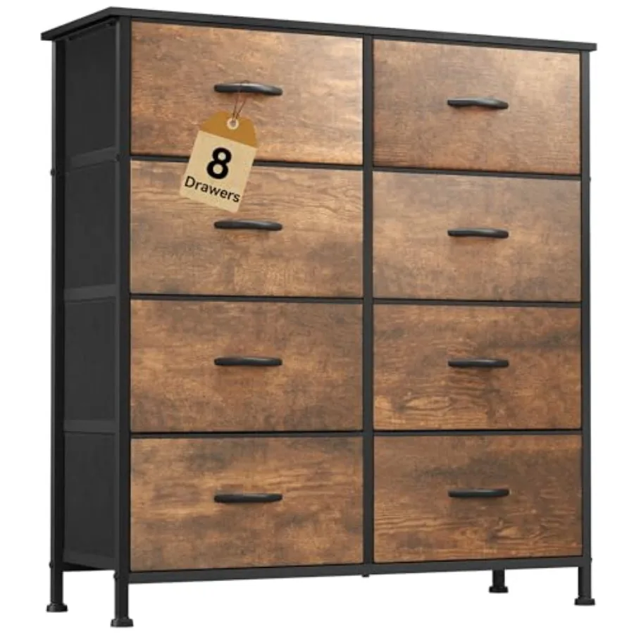 

DWVO Fabric Dresser for Room Rustic Storage 8 Drawers Dresser and Chest of Drawers Storage Drawer Organizer for Closet Living R