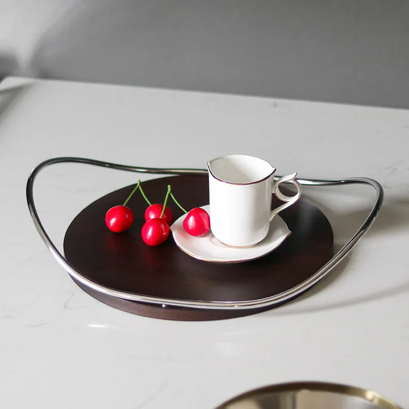 Nordic simple half-moon line solid wood tray storage tray living room coffee table dining room fruit plate ornament jewelry