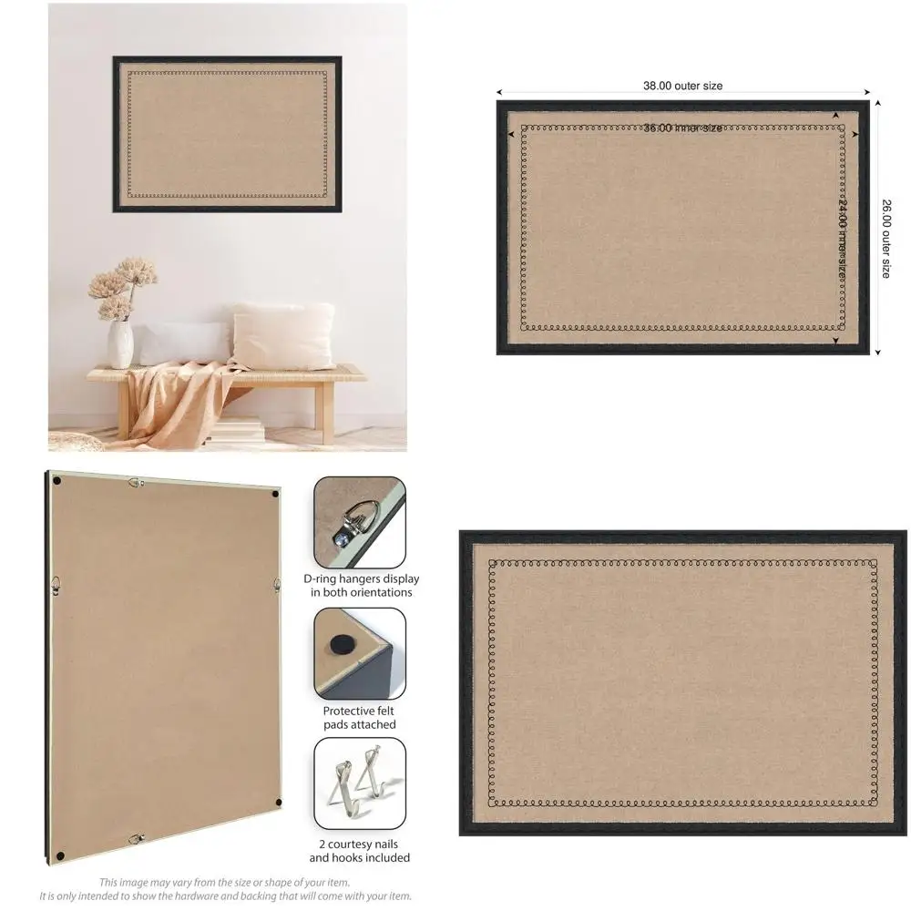 

Scalloped Edge Black Frame Fabric Pinboard, 38x26, Linen Decorative Board for Vision & Wall Organization