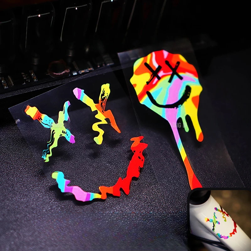 

1PC Graffiti Style Smiley Face Stickers Multi-Color Rainbow Waterproof Adhesive Car Laptop Decor Decals