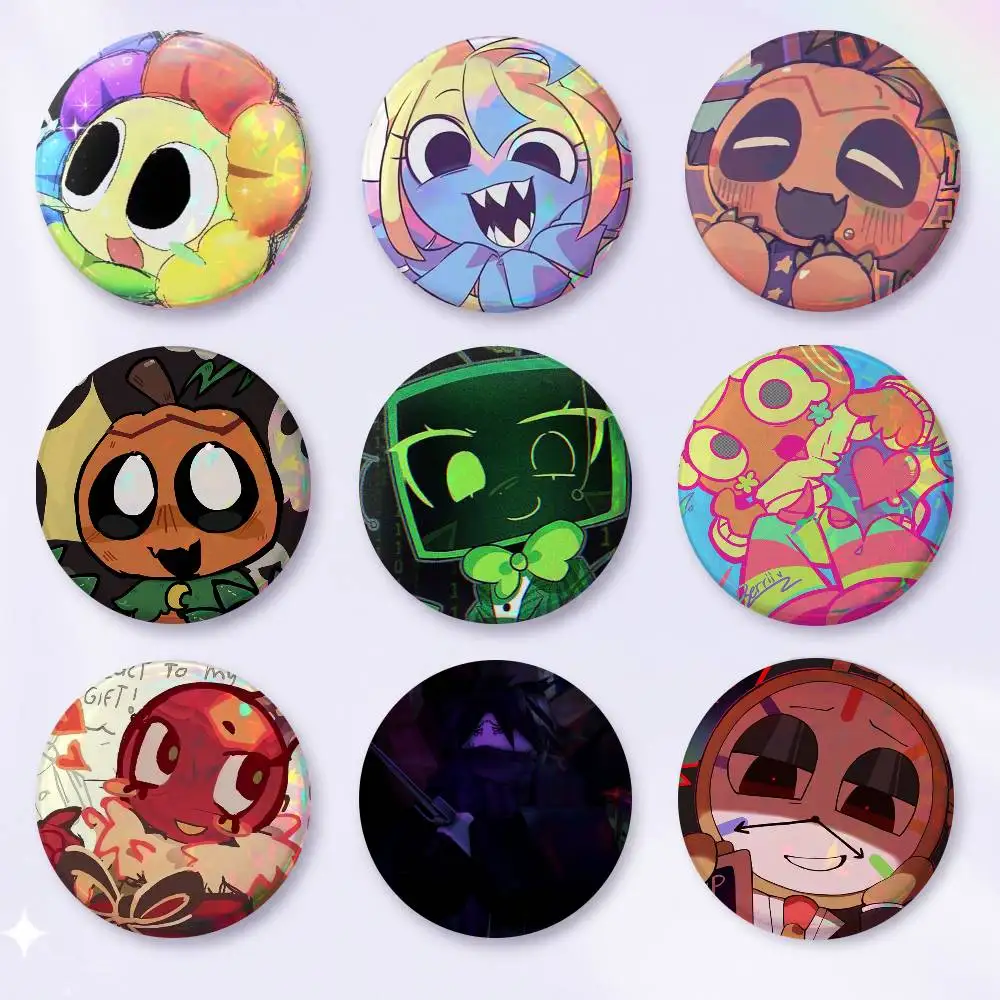 A-D-Dandys-S W-World-ES 75x75 25x25 Mm Cartoon Round Brooches On Backpack Shirt Accessories Jewelry Badge Gift For Friends