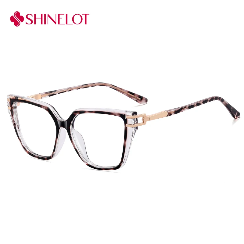

SHINELOT 82204leopard print Ladies' anti blue light reading glasses, customizable prescription lenses, ladies' gifts