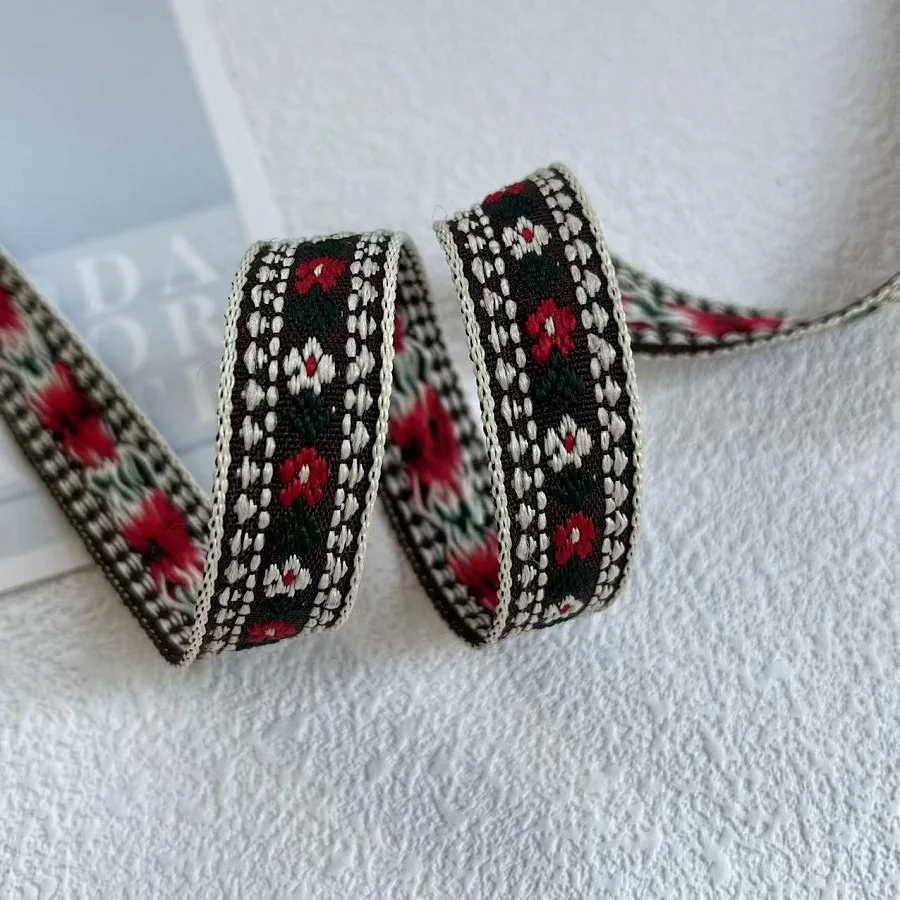 20 Yards/lot Ethnic Style Webbing Woven Jacquard Ribbon Flowers For Garment Accessories LS-2271 Width 1-1.5 CM