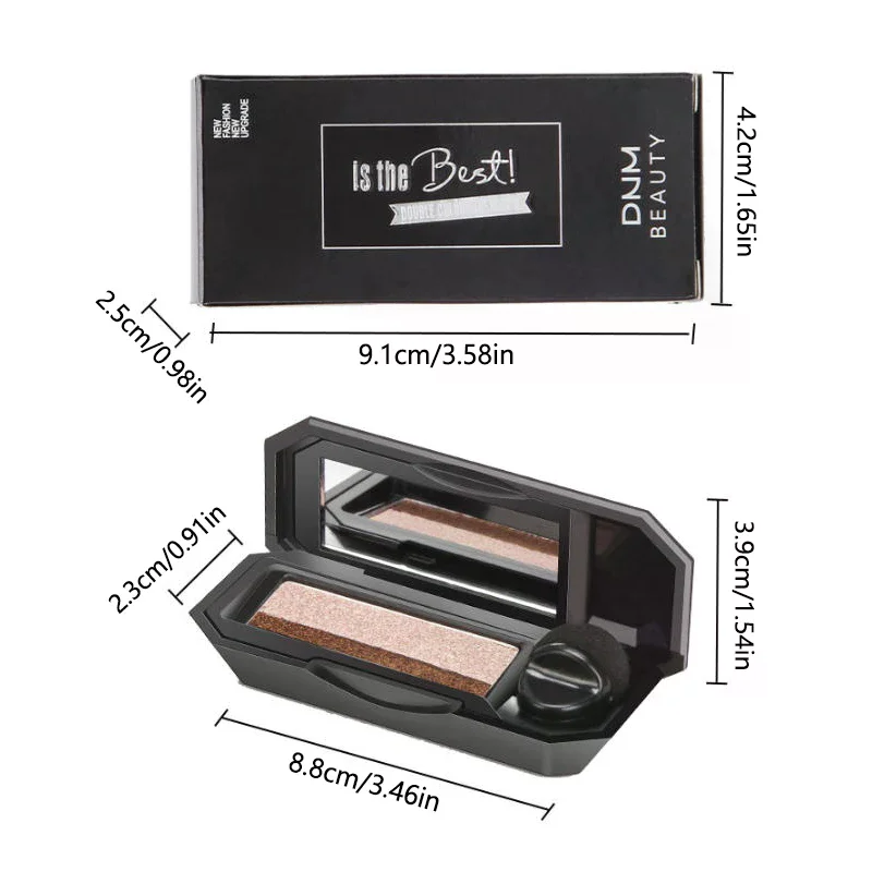 Paleta do makijażu oczu z brokatem, dwukolorowa, z lusterkiem i pędzelkiem, wodoodporna, długotrwała, kosmetyk z połyskiem.