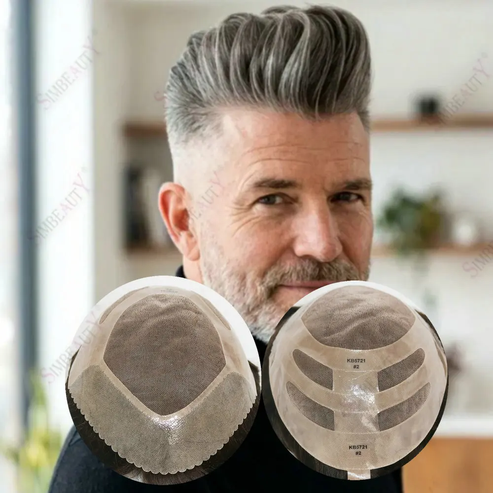 Men's Wigs Grey BlackHuman Hair Super Durable Bond Mono NPU Base Toupee for Men Natural Hairline Men's Hair Capillary Prosthesis