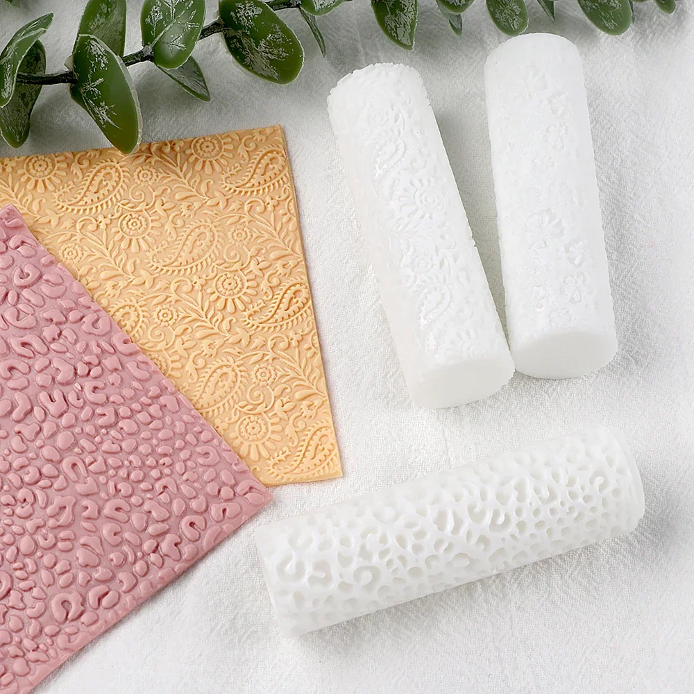 Cute Stone Flower Plant Pattern Polymer Clay Seamless Texture Roller Mold Creative Earrings Clay Mold DIY Earrings Roller