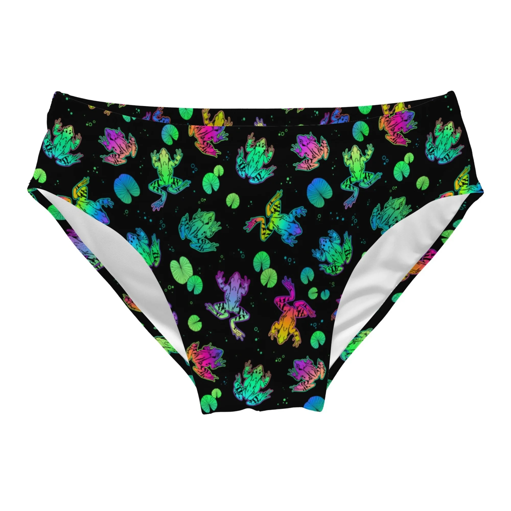 Neon Gradient Frog Men's Swimming Trunks Pool Party Beach Surf Shorts Lightweight Comfortable Men's Sexy Bikini Briefs Swimwear