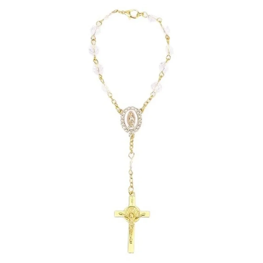 Cross Pendant Car Rosary Beaded Steering Wheel Compatible Car Hanging Ornament Rearview Mirror Hanging Cross Pendant Hanging view 6