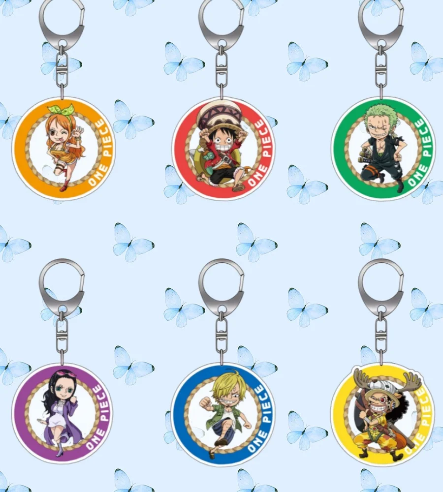 

5Cm Anime Acrylic Keychain for One Piece Monkey D. Luffy Roronoa Zoro Nami Q Version Acrylic Key Buckle Decoration Pendant Gift