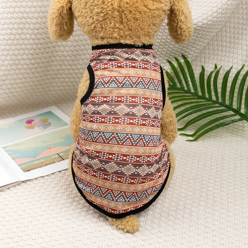 Bohemian Style Dogs T-shirt Soft Dogs Cats Vest for Summer Puppy Clothes York French Bulldog T-Shirt Dog Pullover Pet Costumes