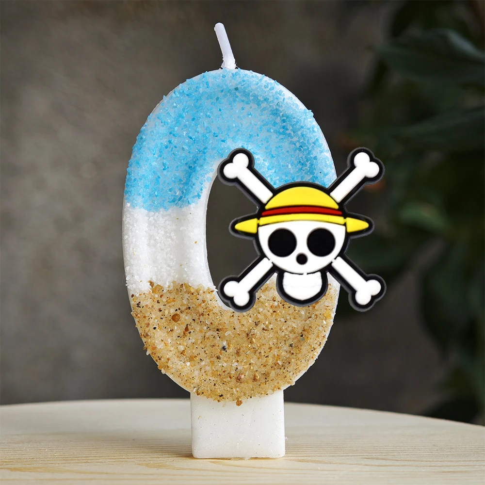 Cartoon One Piece Themen-Kerzen 0-9 Nummerierte Anime-Figuren Monkey D. Luffy Party Geburtstag Jubiläum Kerzen Dekoration Kindergeschenk