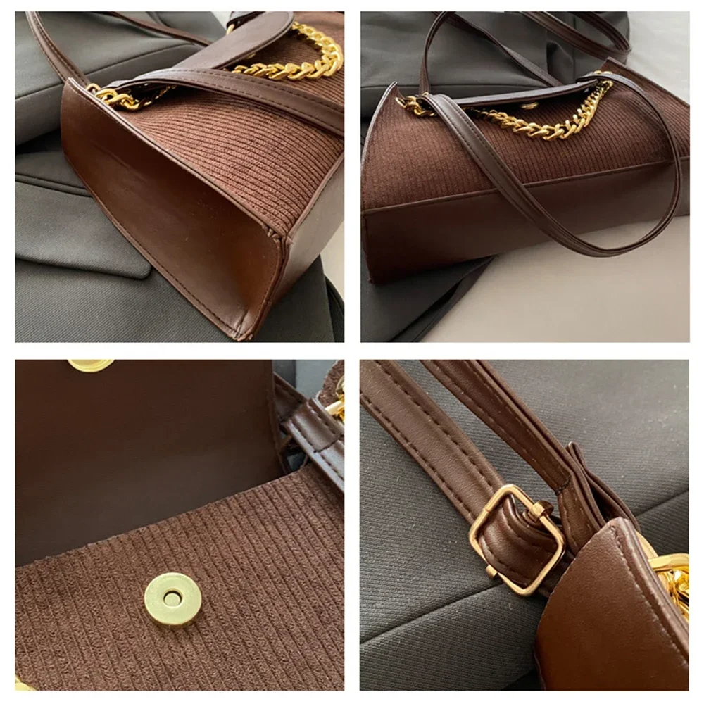 حقيبة يد بسلاسل عصرية للنساء لخريف 2025 غطاء قلاب جديد مقسم متعدد الاستخدامات بكتف واحد حقيبة كروس مربعة صغيرة