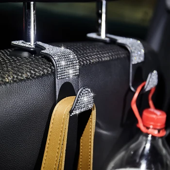 Gancio per auto con diamante artificiale da 2 pezzi, gancio per auto nascosto per auto Gancio per seggiolino auto creativo Accessori per auto per le donne